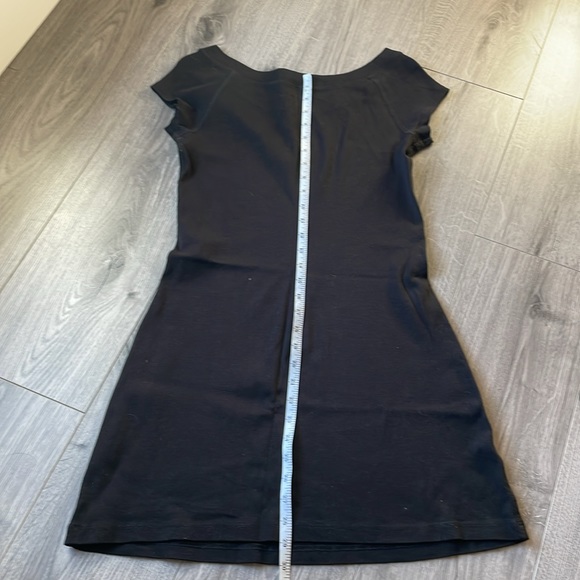 Philosophy, Black Ribbed Cotton dress with rounded neck and capped sleeves. - Picture 6 of 8